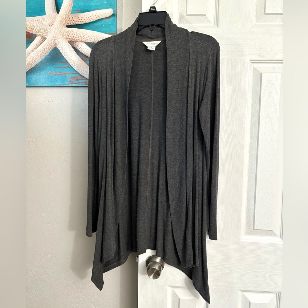 Liz Claiborne Charcoal Open Front Cardigan